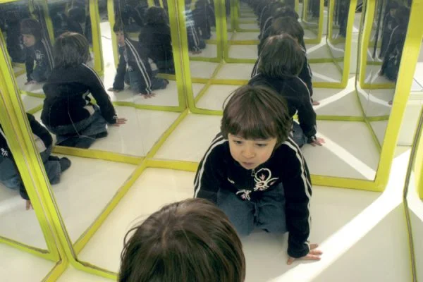 Mirror Labyrinth modular reflective play panels for sensory exploration