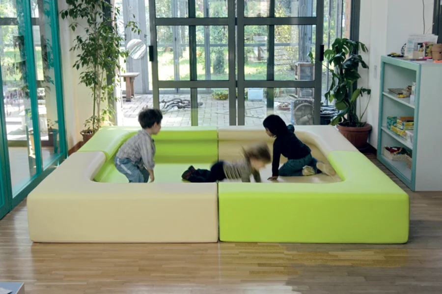 Enclosed soft seating creating a cosy retreat space for children
